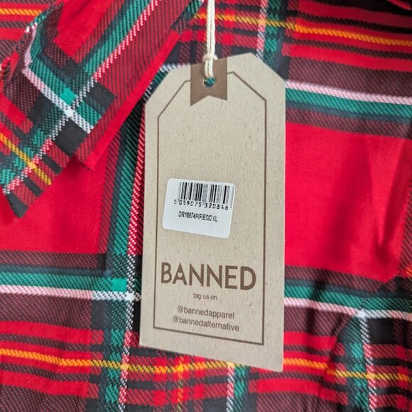 Banned Retro Bow Neck Holiday Plaid Dress - Picture 6 of 14